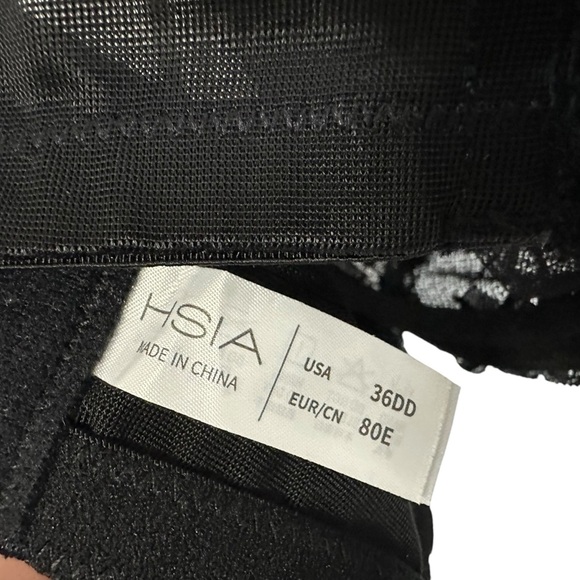 HSIA Womens Pretty In Petals Unlined Strappy Lace Bra Black Size 36 DD Black - Picture 8 of 11